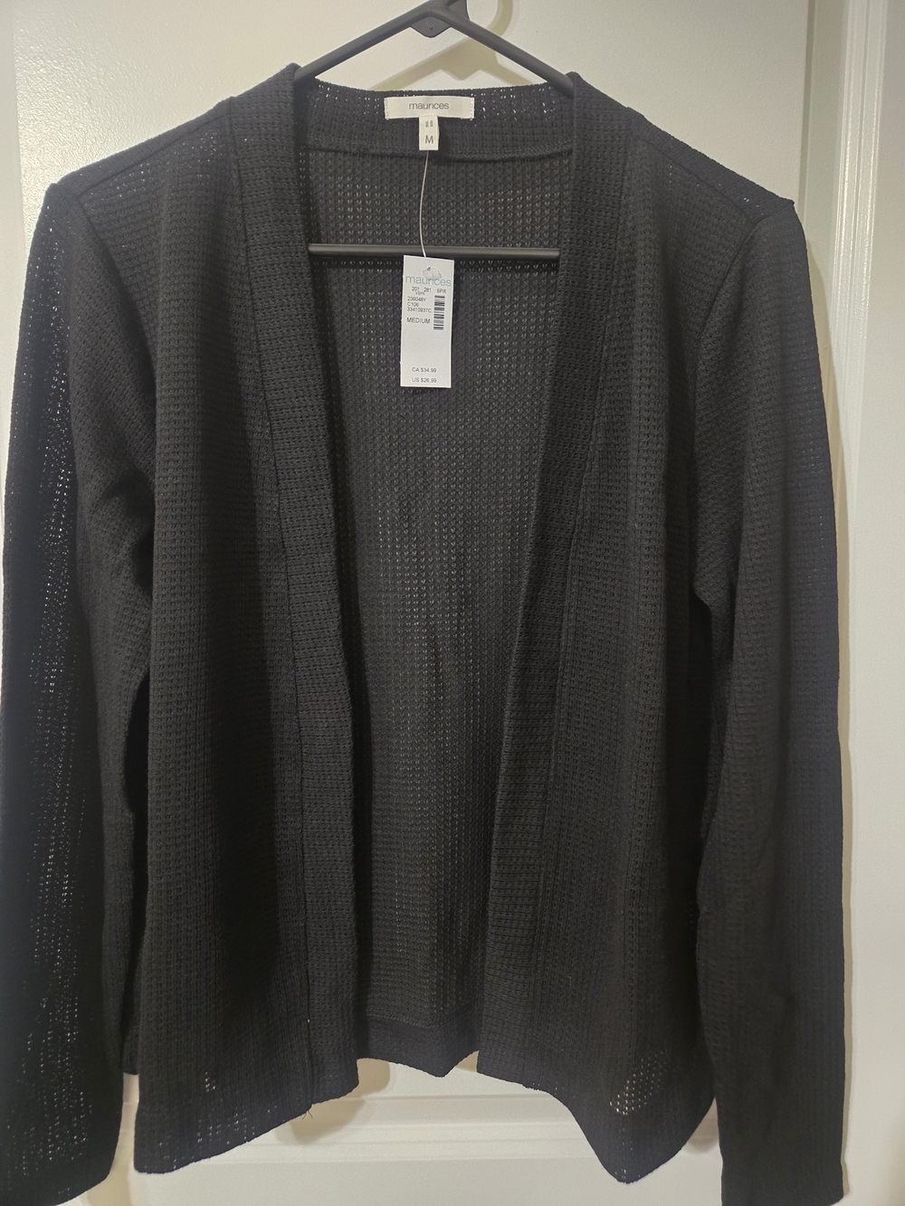 Maurices Black Open Knit Cardigan